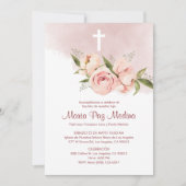 Invitation Bautizo Invitacion Saumon Fleurs colorées Baptême (Devant)