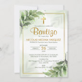 Invitation Bautizo Invitacion Verdure Baptême religieux (Devant)
