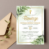 Invitation Bautizo Invitacion Verdure Baptême religieux