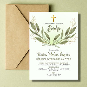 Invitation Bautizo Invitacion Verdure Baptême religieux