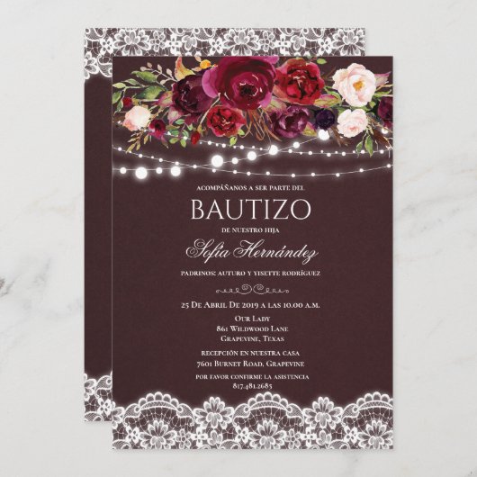 Invitation Bautizo Invitacione De Bautizo (Devant / Derrière)