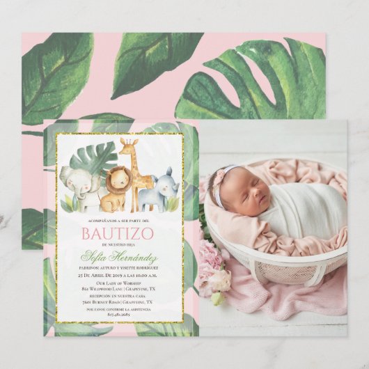 Invitation Bautizo Niña Invitacion De bautizo Niña Baptême (Devant / Derrière)