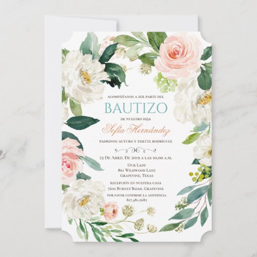 Invitation Bautizo Niña Invitacione De bautizo Niña Baptême (Devant)