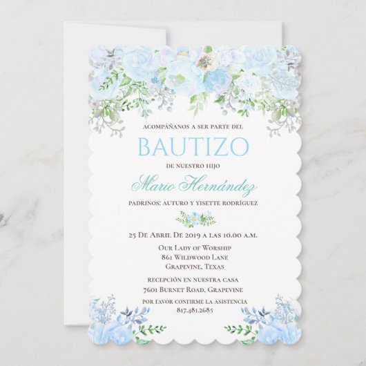 Invitation Bautizo Niño Invitacione De bautizo Niño Baptême (Devant)