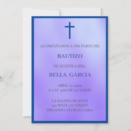 Invitation Bautizo Purple/Baptême (Devant)