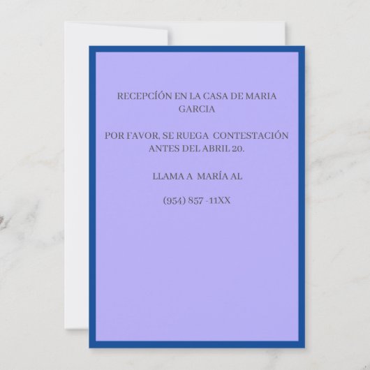 Invitation Bautizo Purple/Baptême (Dos)