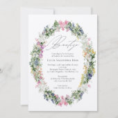 Invitation Bautizo Spanish Baptism Wildflowers Wreath (Devant)