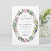 Invitation Bautizo Spanish Baptism Wildflowers Wreath (Debout devant)