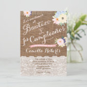 Invitation Bautizo y 1er cumpleaños, invitaciones para niña (Debout devant)