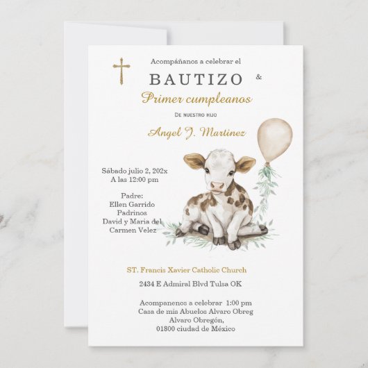Invitation Bautizo y Primer Cumpleaños Niño (Devant)