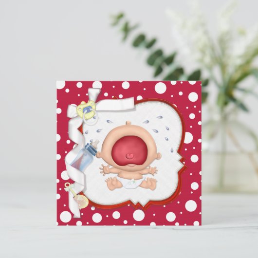 Invitation Bawling Bawling Funny Baby shower neutre (Debout devant)