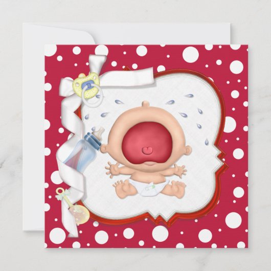Invitation Bawling Bawling Funny Baby shower neutre (Devant)