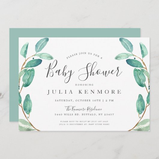 Invitation Bayou Botanical | Baby shower (Devant / Derrière)