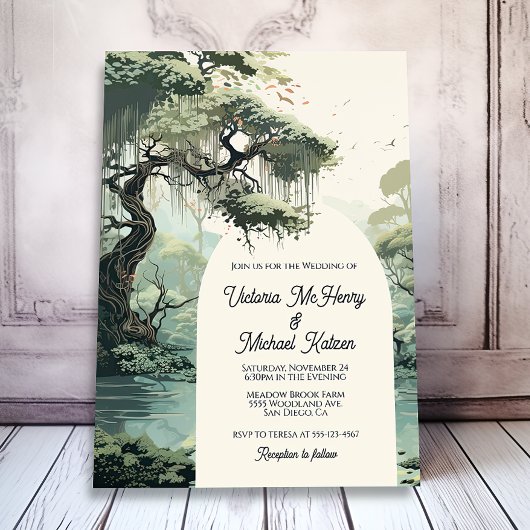 Invitation Bayou Cypress Mariage couleur de l'eau