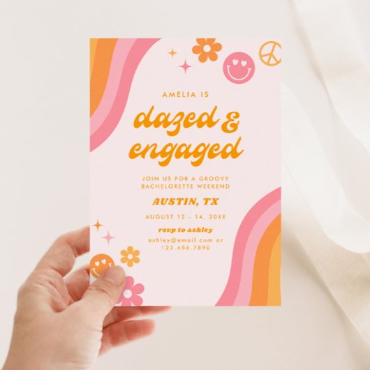 Invitation Bazed & Engagé rose & orange