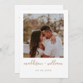 Invitation Bbeige rustique minimaliste avec mariage photo inv (Devant / Derrière)