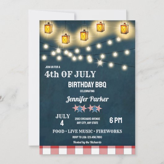 Invitation BBQ | Anniversaire 4 juillet (Devant)