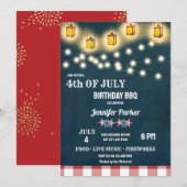 Invitation BBQ | Anniversaire 4 juillet (Devant / Derrière)