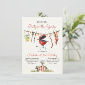 Invitation BBQ Anniversaire En vichy Jardin Ligne de pique-ni (Debout devant)