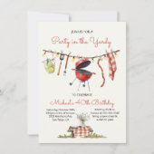 Invitation BBQ Anniversaire En vichy Jardin Ligne de pique-ni (Devant)