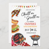 Invitation BBQ Anniversaire Invitation, Grillade N Fête de re (Devant / Derrière)
