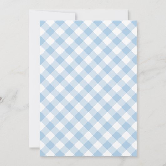 Invitation BBQ baby shower Bleu pâle En vichy Plaid (Dos)