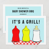 Invitation BBQ Baby Shower d'été (Devant / Derrière)