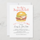 Invitation BBQ Baby shower Grill Burger Rustique Rouge En vic (Devant)