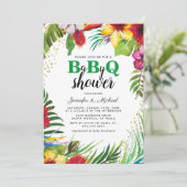 Invitation BBQ Baby Shower pour couples | Barbecue Tropical B (Debout devant)