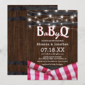 Invitation BBQ Baby Shower pour couples | Rustic BaByQ (Devant / Derrière)