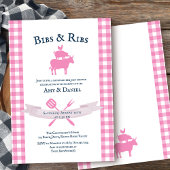 Invitation BBQ Baby shower Rustique Vintage rose Plaid