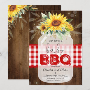 Invitation BBQ Baby shower Tournesol Bébé Q Couples Douche