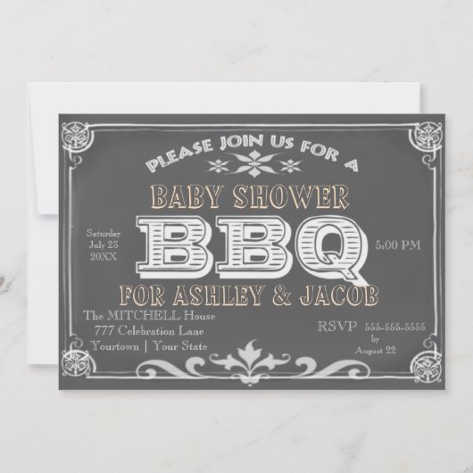 Invitation BBQ Baby ShowerbInvitations (Devant)