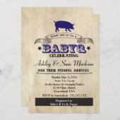 Invitation BBQ BABYQ Barbecue Blue Boy (Devant / Derrière)