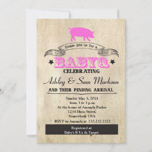 Invitation BBQ BABYQ Barbecue PINK