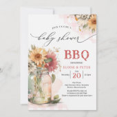 Invitation BBQ Barbecue Tournesol Rustique Couples Baby showe (Devant)