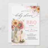 Invitation BBQ Barbecue Tournesol Rustique Couples Baby showe (Devant)