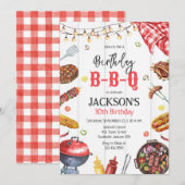 Invitation BBQ Barbeque Grill Backyard Birthday Party  (Devant / Derrière)