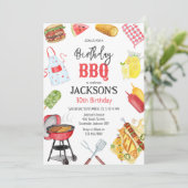 Invitation BBQ Barbeque Grill Backyard Birthday Party  (Debout devant)