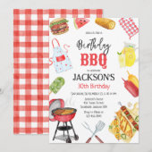 Invitation BBQ Barbeque Grill Backyard Birthday Party  (Devant / Derrière)