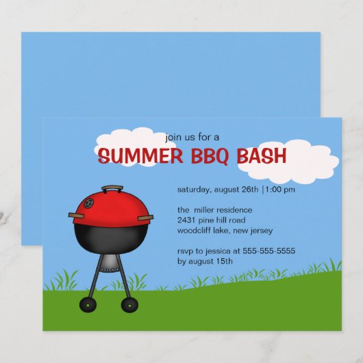 Invitation BBQ Bash été (Devant / Derrière)