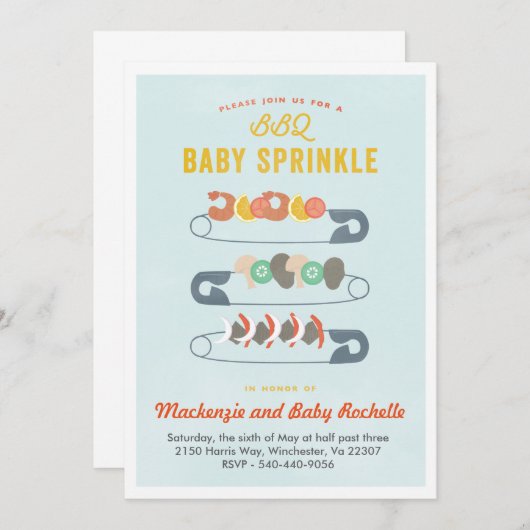 Invitation BBQ bébé (Devant / Derrière)