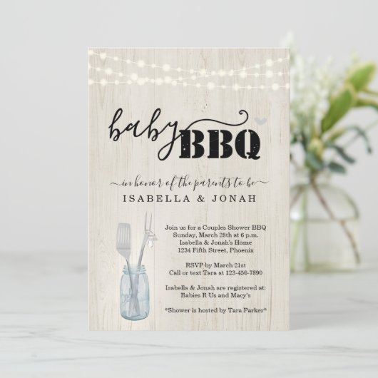 Invitation BBQ Bébé - Couples Bébé Q Barbeque (Debout devant)