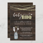 Invitation BBQ Bébé - Couples Bébé Q Barbeque (Devant / Derrière)