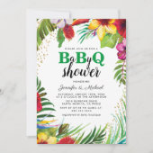 Invitation BBQ Bébé Couples douche | Barbecue Tropical Babyq (Devant)