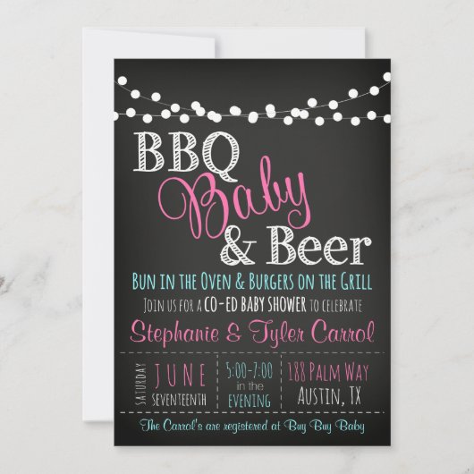 Invitation BBQ bébé et bière tableau noir Baby Shower Invitat (Devant)