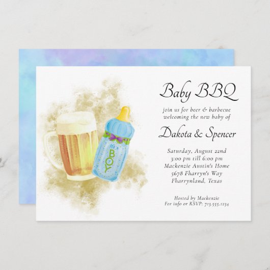 Invitation BBQ bébé et bière | Thème de la douche extérieure  (Devant / Derrière)