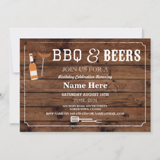 Invitation BBQ & BEERS Anniversaire 30e 40e anniversaire Invi (Devant)