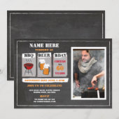 Invitation BBQ Beers Anniversaire Chalk Mens (Devant / Derrière)