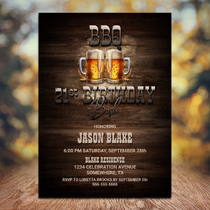 Invitation BBQ Beers Wood 21e fête d'anniversaire